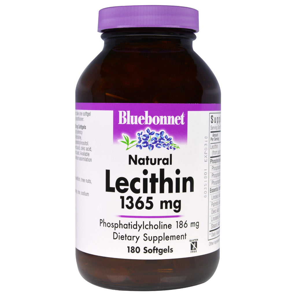 Bluebonnet Nutrition, lecitina naturale, 1365 mg, 180 capsule molli