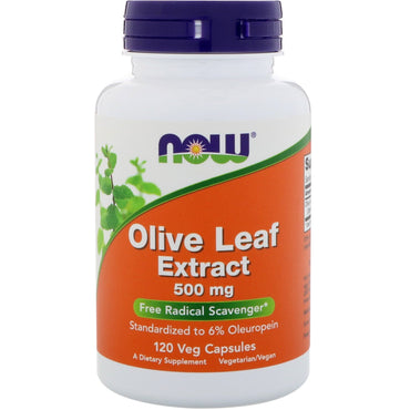 Now Foods, Extracto de hoja de olivo, 500 mg, 120 cápsulas vegetales