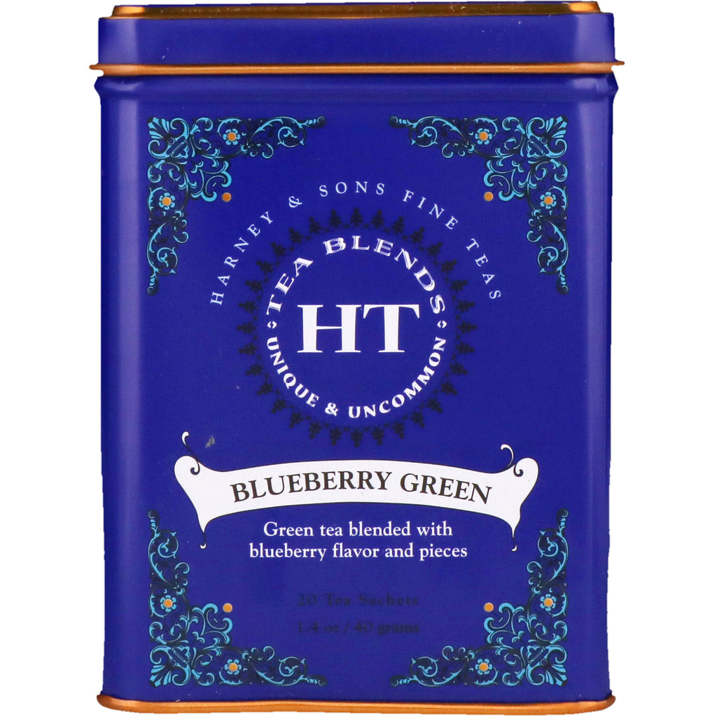 Harney &amp; Sons, Mélange de thé HT, Bleuet vert, 20 sachets, 1,4 oz (40 g)