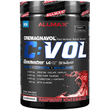 ALLMAX Nutrition, C:VOL, Professional-Grade Creatine + Taurine + L-Carnitine Complex, Raspberry Kiwi Kamikaze, 13.2 oz (375 g)