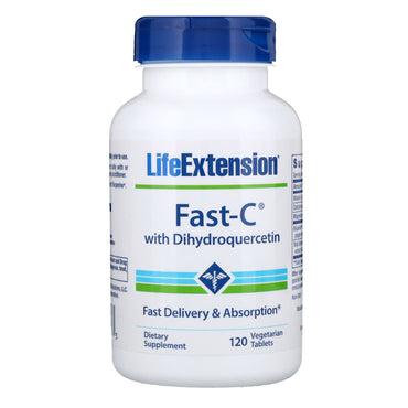 Life Extension, Fast-C met dihydroquercetine, 120 Vegetarische tabletten