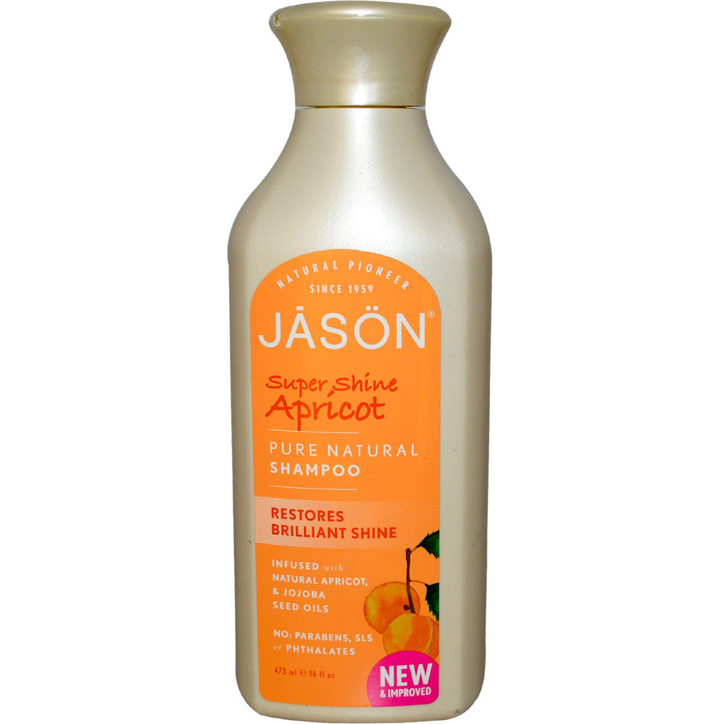 Jason Natural, șampon pur natural, caise super strălucitoare, 16 fl oz (473 ml)