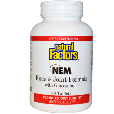 Natural Factors, NEM-knie- en gewrichtsformule met glucosamine, 60 tabletten