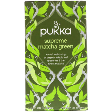 สมุนไพร Pukka, Supreme Matcha Green, ชาเขียว 20 ซอง, 1.05 ออนซ์ (30 กรัม)
