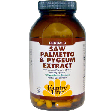 Country Life, Saw Palmetto & Pygeum Extract, 180 Vegetarian Capsules