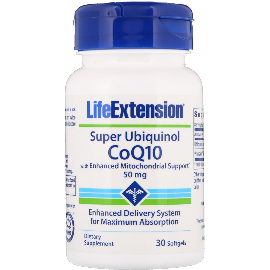 הארכת חיים, Super Ubiquinol CoQ10 עם תמיכה מיטוכונדריאלית משופרת, 50 מ"ג, 30 Softgels