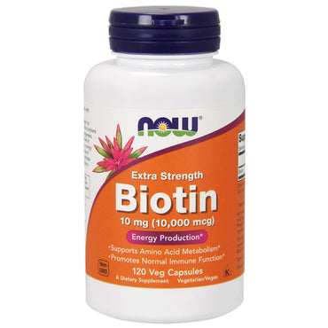 Now Foods, Biotin, Extra Strength, 10 mg (10,000 mcg), 120 Veg Capsules