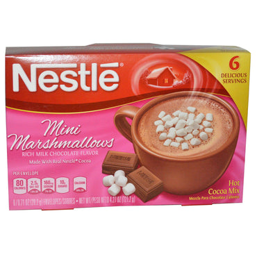Amestec de cacao fierbinte Nestle, mini marshmallows, aromă bogată de ciocolată cu lapte, 6 plicuri, 0,71 oz (20,2 g) fiecare