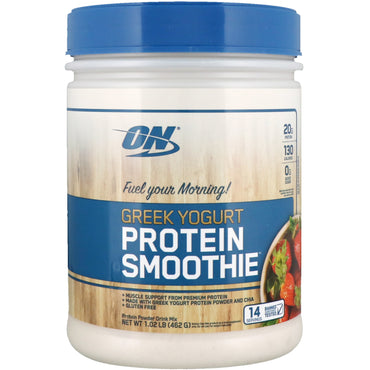 Optimum Nutrition, Iogurte Grego, Smoothie de Proteína, Morango, 462 g (1,02 lb)
