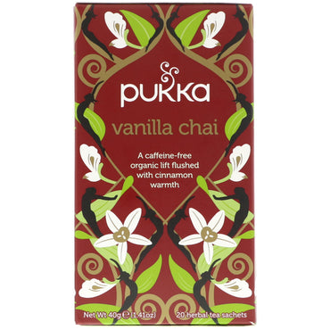 Pukka Herbs, Vanille Chai, Sans caféine, 20 sachets de thé, 1,41 oz (40 g)