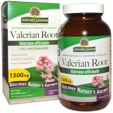 Naturens svar, valerianrot, fullspektret urt, 1500 mg, 180 vegetariske kapsler