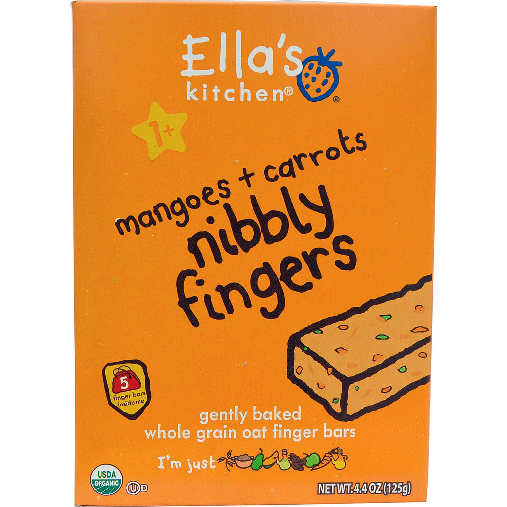 Ella's Kitchen Nibbly Fingers Mango + Gulerødder 5 barer 4,4 oz (125 g)