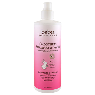 Babo Botanicals, Smoothing Shampoo & Wash, Mjukgörande Berry & Primrose Oil, 16 fl oz (473 ml)