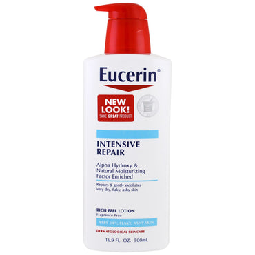 Eucerin, תיקון אינטנסיבי, קרם תחושה עשירה, ללא ריח, 16.9 פל אונקיות (500 מ"ל)