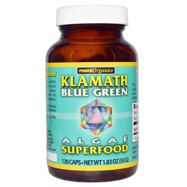 Klamath, Power s, superalimento de algas, Klamath azul verde, 130 cápsulas
