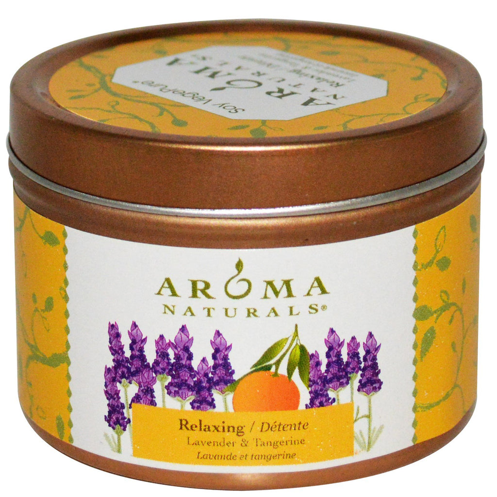 Aroma Naturals, Soy VegePure، شمعة صغيرة للسفر، للاسترخاء، باللافندر واليوسفي، 2.8 أونصة (79.38 جم)