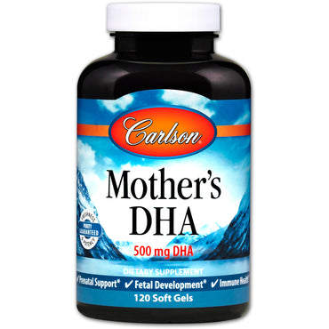 Carlson Labs, DHA da Mãe, 500 mg, 120 Cápsulas Softgel