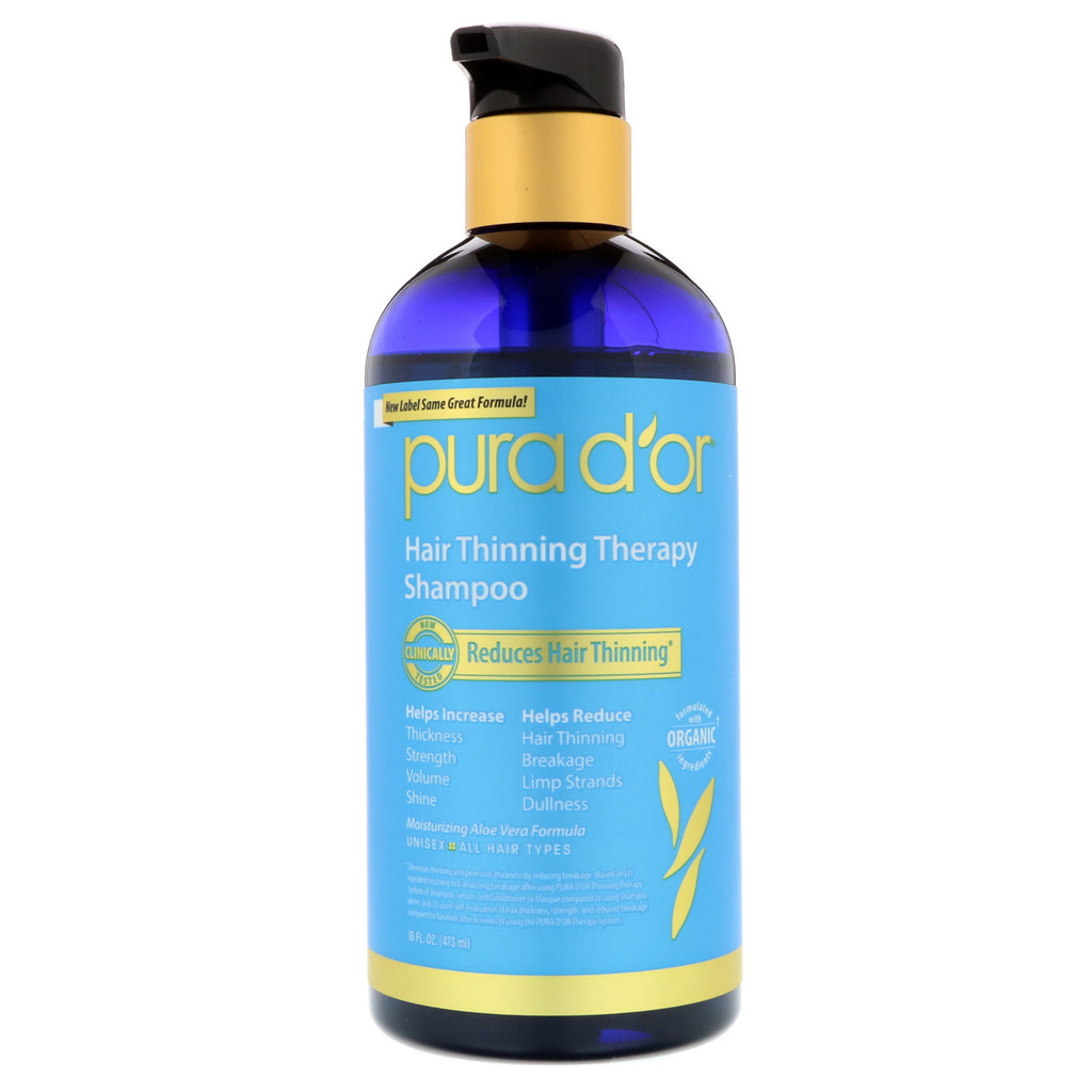 Pura D'or, șampon pentru terapie pentru subțierea părului, 16 fl oz (473 ml)