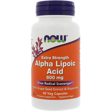 Now Foods, Acide alpha-lipoïque, Extra fort, 600 mg, 60 capsules végétales