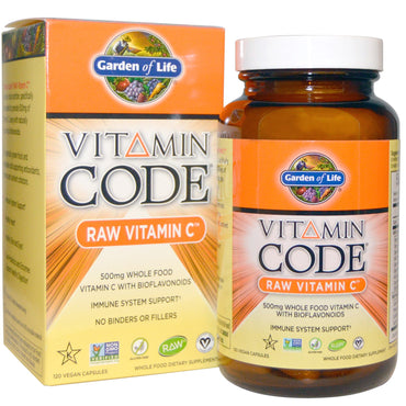 Garden of Life, Código de vitaminas, vitamina C cruda, 120 cápsulas veganas