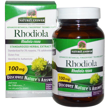 Naturens Answer, Rhodiola Rosea, 100 mg, 60 vegetariske kapsler
