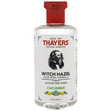 Thayers, Witch Hazel، تركيبة الصبار، تونر خالي من الكحول، خيار، 12 أونصة سائلة (355 مل)