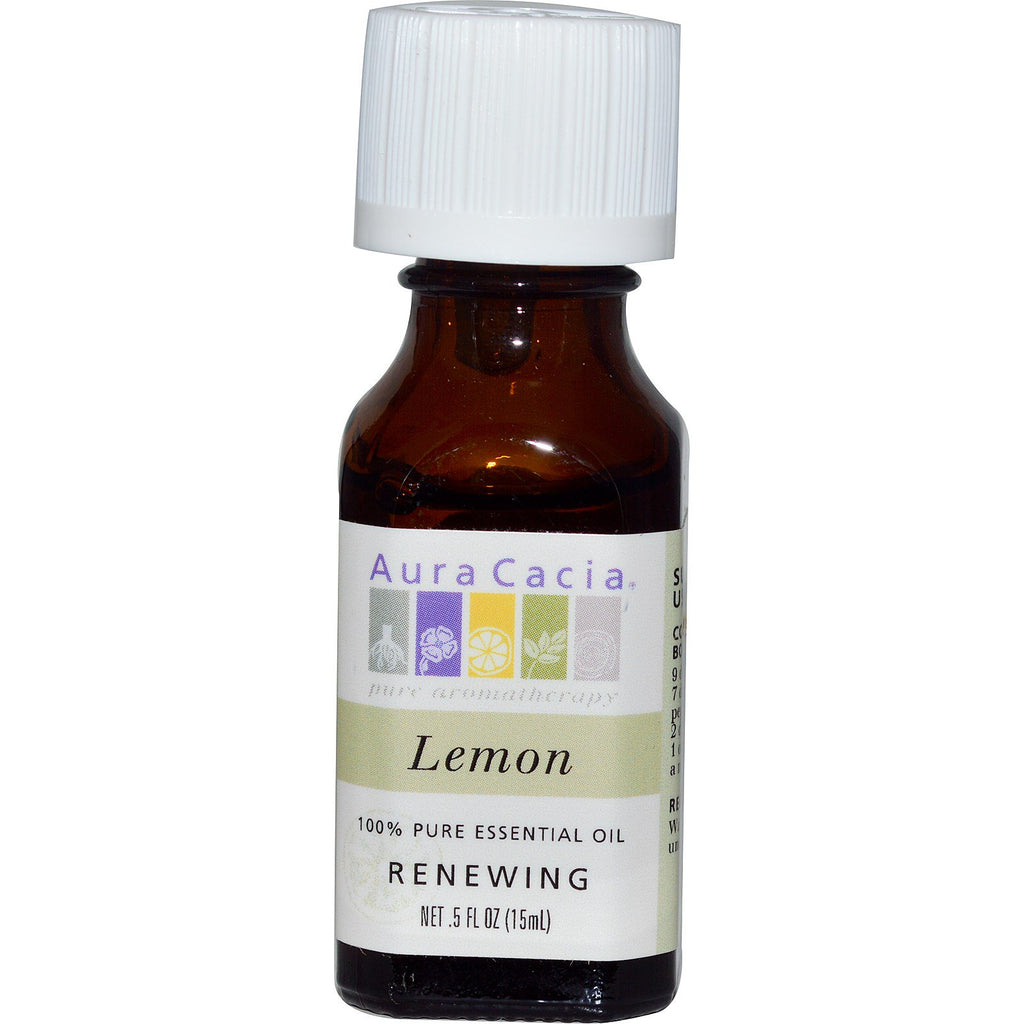 Aura Cacia, 100% Pure Essential Oil, Lemon, .5 fl oz (15 ml)