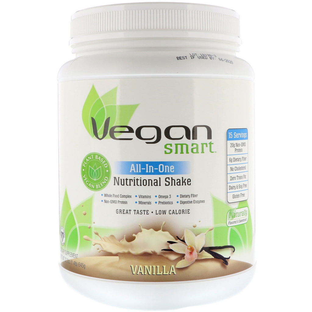 VeganSmart, All-In-One Nutritional Shake, วานิลลา, 22.8 ออนซ์ (645 กรัม)