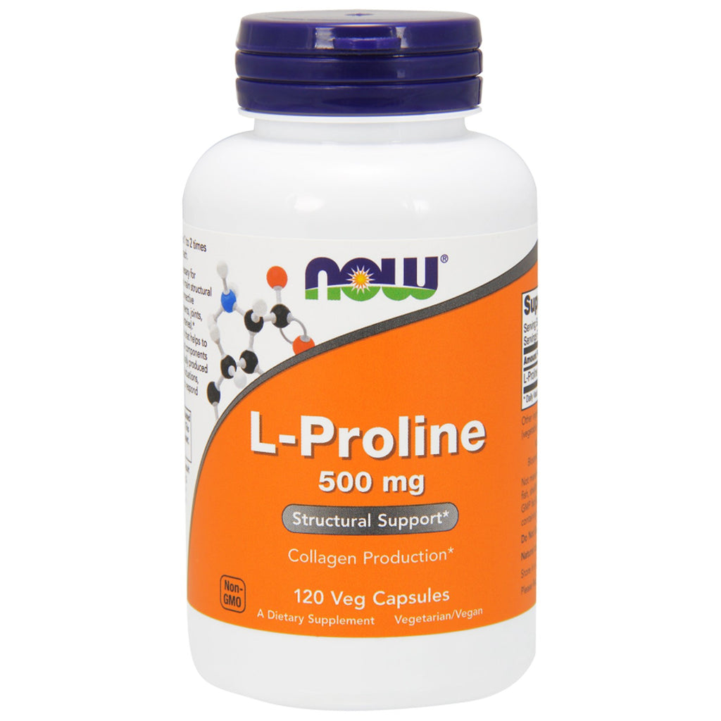 Now Foods, L-Proline, 500 mg, 120 Veg-kapsler