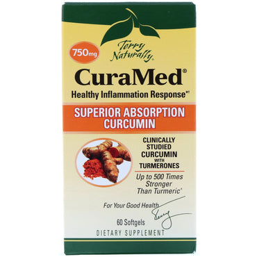 EuroPharma, Terry Naturally, CuraMed, 750 mg, 60 Cápsulas Softgel