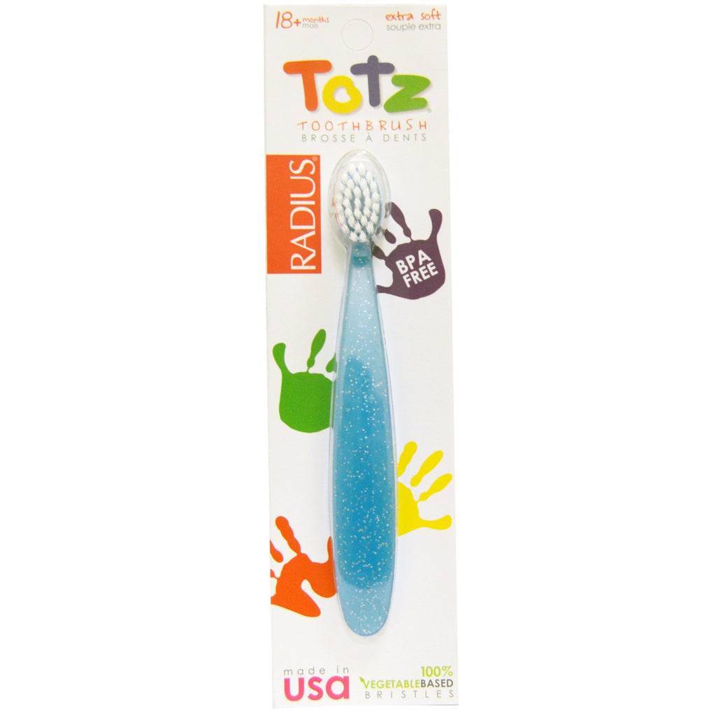 RADIUS, Totz Toothbrush, 18 + Months, Extra Soft, Light Blue Sparkle