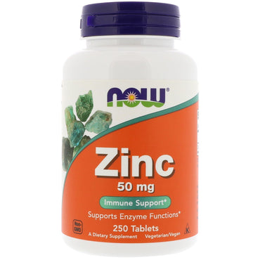 Now Foods, Zinc, 50 mg, 250 tabletas
