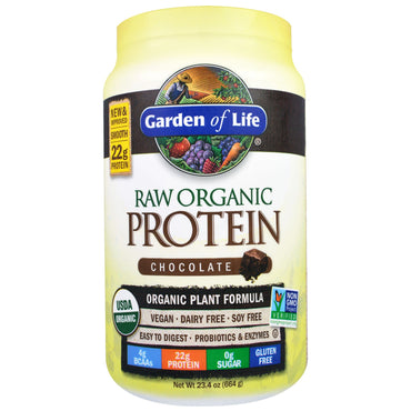 Garden of Life, Proteína cruda, Fórmula vegetal, Chocolate, 23,4 oz (664 g)