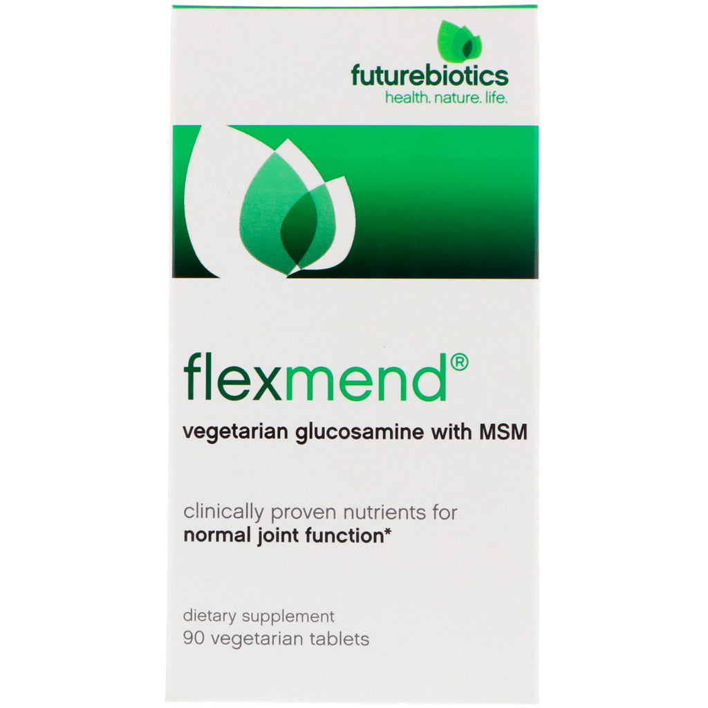 फ्यूचरबायोटिक्स, फ्लेक्समेंड, एमएसएम के साथ शाकाहारी ग्लूकोसामाइन, 90 शाकाहारी गोलियाँ