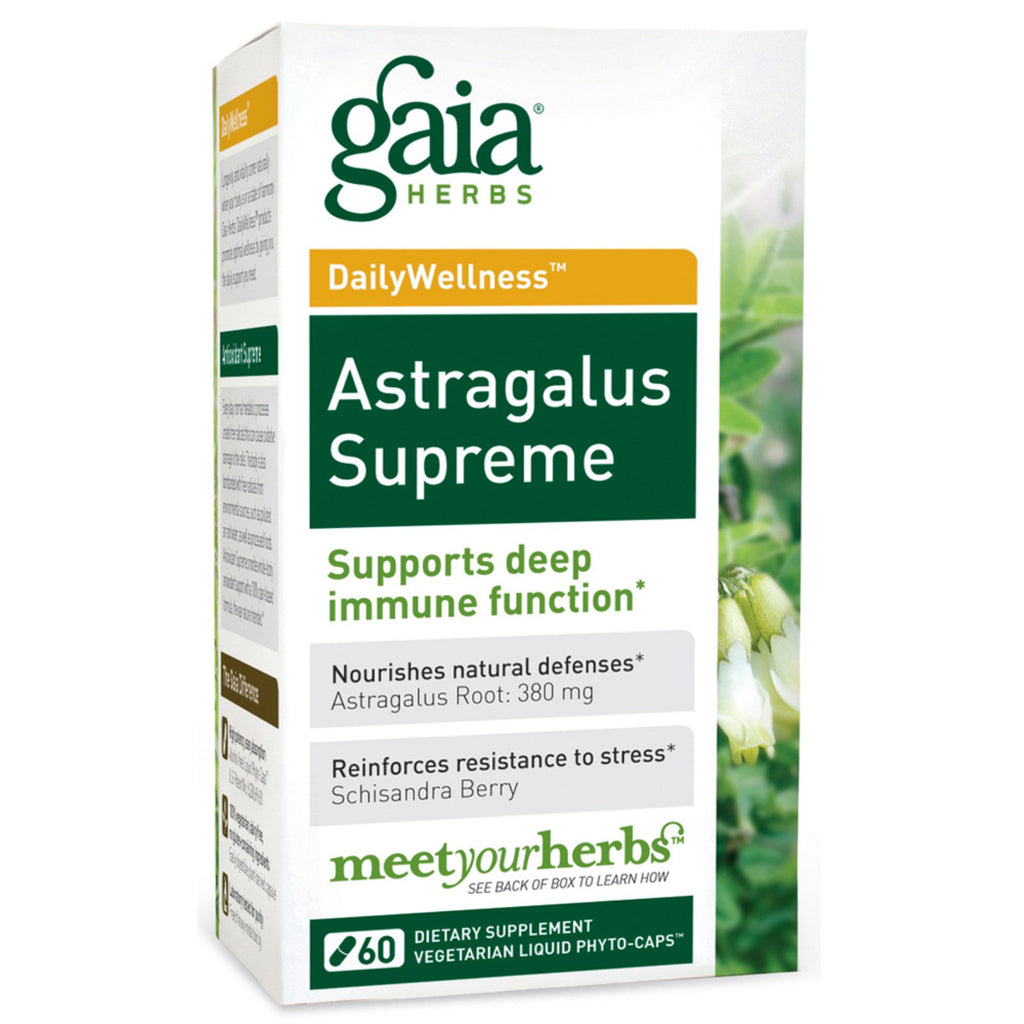 Gaia-urter, dailywellness, astragalus supreme, 60 vegetariske flytende phyto-caps