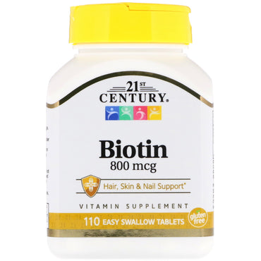21st Century, Biotina, 800 mcg, 110 comprimidos fáceis de engolir