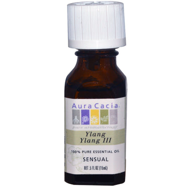 Aura Cacia, Aceite esencial 100 % puro, Ylang Ylang III, Sensual, 0,5 fl oz (15 ml)