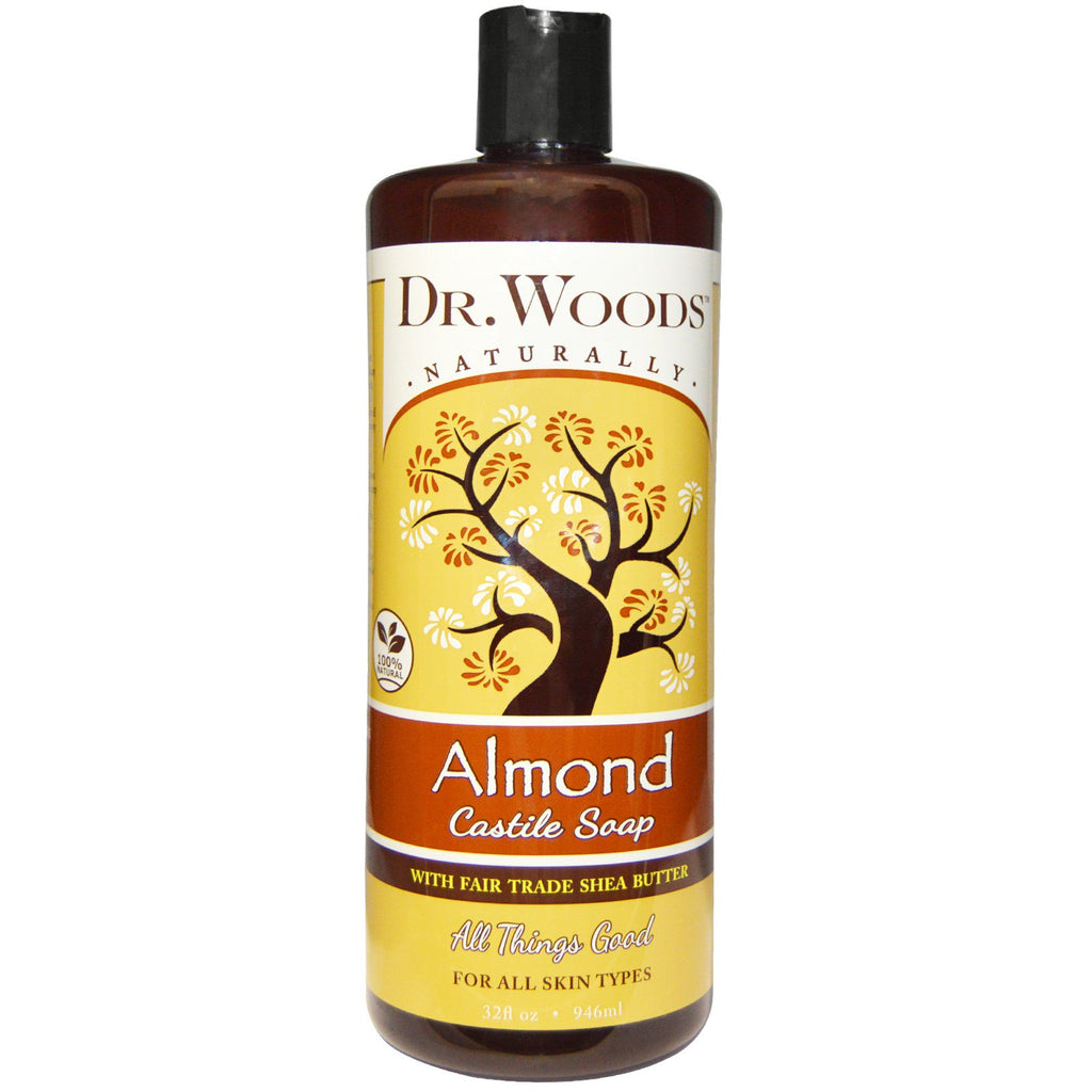Dr. Woods, Almond Castile Soap med Fair Trade Shea Butter, 32 fl oz (946 ml)