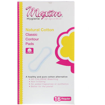 Maxim Hygiene Products, Classic Contour Pads, Regular, Unscented, 16 Pads