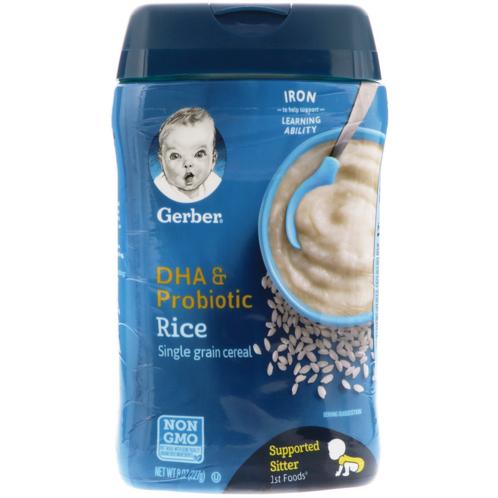 Gerber Niñera con apoyo de arroz probiótico y DHA 8 oz (227 g)