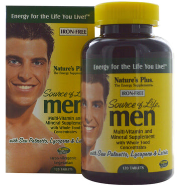 Nature's Plus, Source of Life, Men, Multi-Vitamin and Mineral Supplement, Iron-Free, 120 Tablets