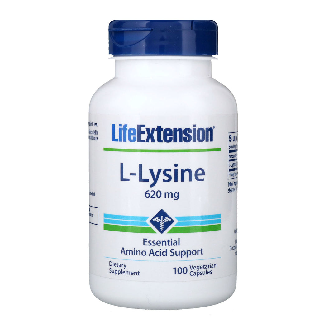 Life Extension, แอล-ไลซีน, 620 มก., 100 แคปซูลผัก
