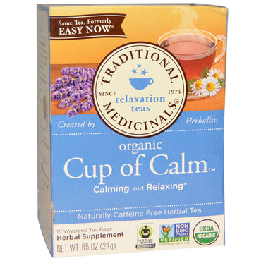 תרופות מסורתיות, תה צמחים, כוס רגיעה, ללא קפאין באופן טבעי, 16 שקיקי תה עטופים, 0.85 אונקיות (24 גרם)