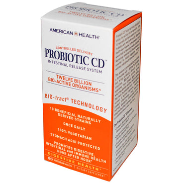American Health, CD probiótico, sistema de liberación intestinal, 60 tabletas vegetales