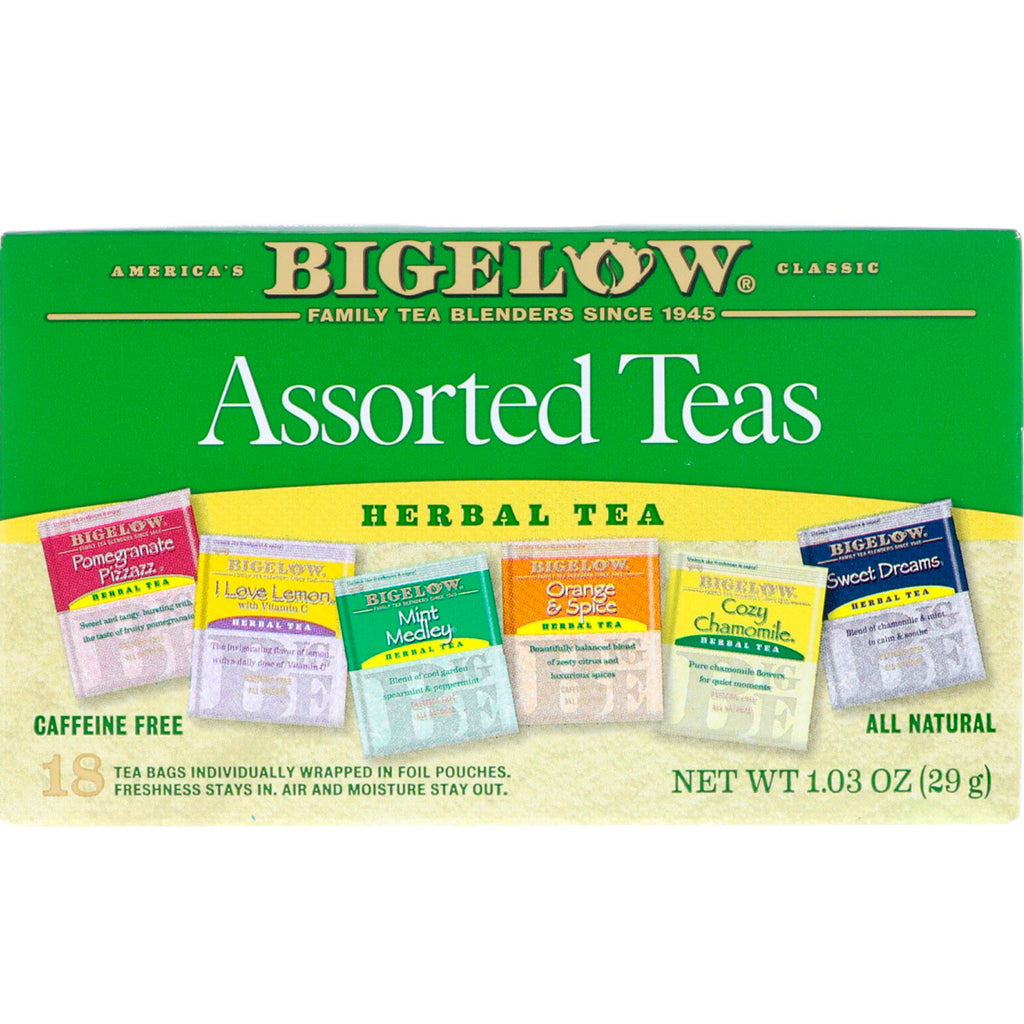 Bigelow, מגוון תה, 18 שקיות תה, 1.03 אונקיות (29 גרם)