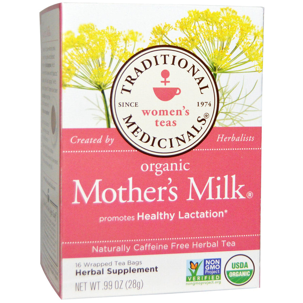 Médicinaux traditionnels, thés pour femmes, lait maternel, naturellement sans caféine, 16 sachets de thé emballés, 0,99 oz (28 g)