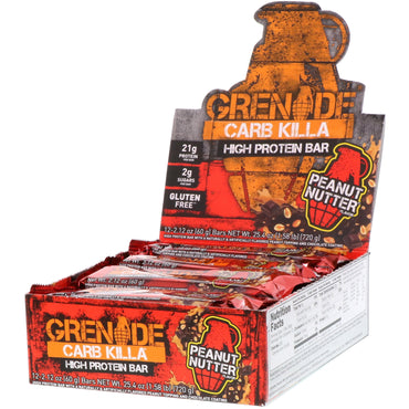 Barres Grenade Carb Killa Peanut Nutter 12 barres 2,12 oz (60 g) chacune