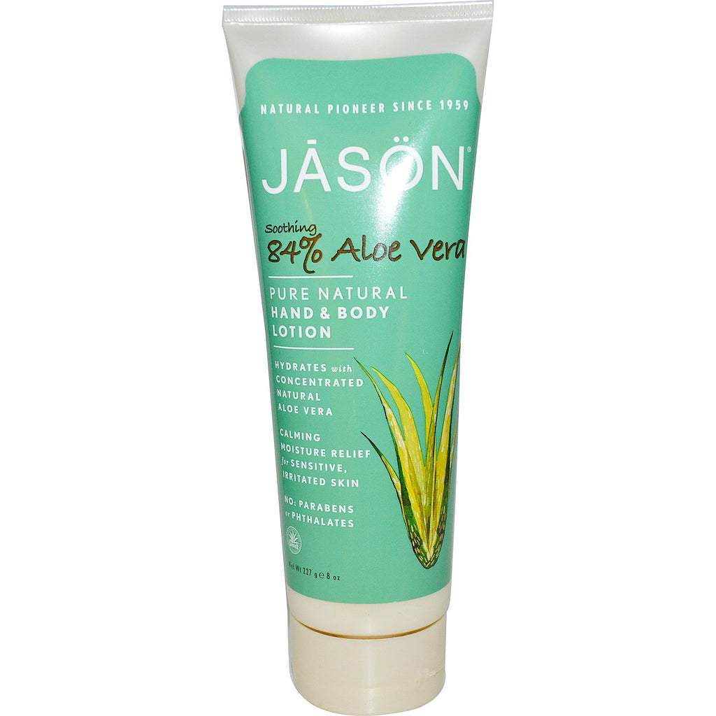 Jason Natural, Loção Pura Natural para Mãos e Corpo, Calmante 84% Aloe Vera, 227 g (8 oz)