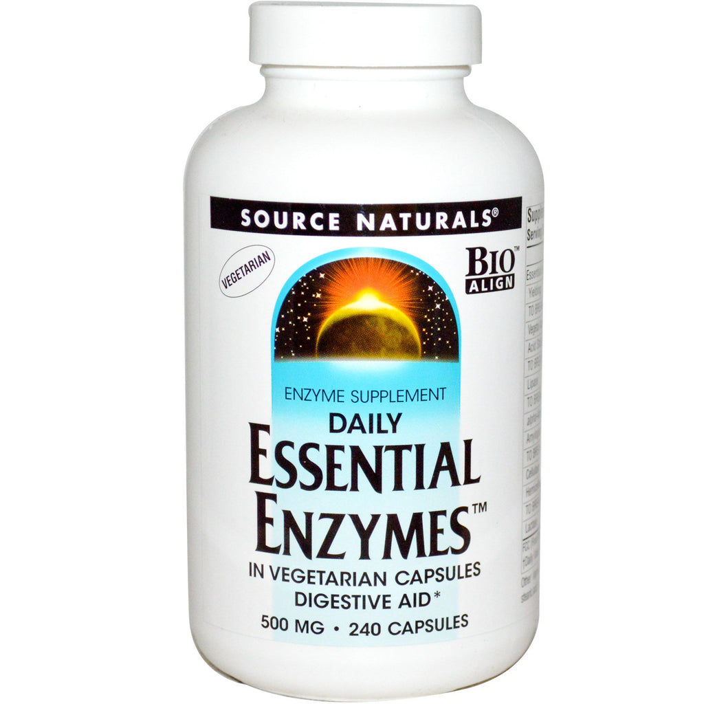 Source Naturals, enzimi essenziali giornalieri vegetariani, 500 mg, 240 capsule