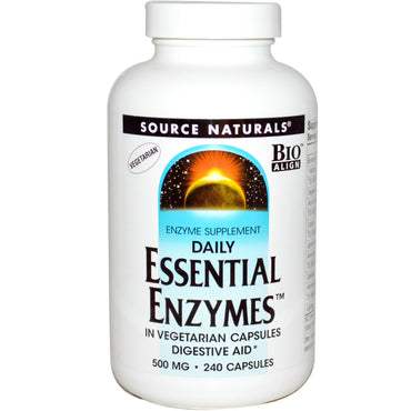 Source Naturals, vegetariske daglige essentielle enzymer, 500 mg, 240 kapsler
